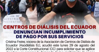 Centros de Diálisis del Ecuador denuncian incumplimiento de pago por sus servicios